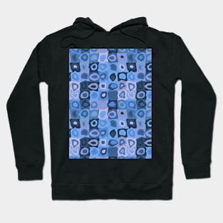 Midnight Swim  - Retro Geometric Wobbly Square Grid Pattern Hoodie